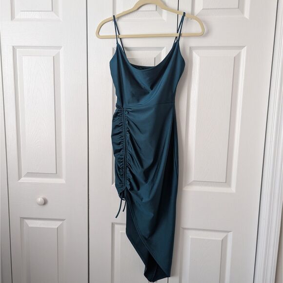NWT Windsor Ruched Satin Midi Dress | Women’s Medium Green | Cocktail & Party - Picture 1 of 5